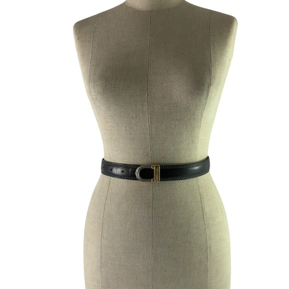 Vintage PHILIPPE CHARRIOL Rope Black Genuine Leather Lizard Pattern Belt Size 42 - Picture 2 of 12